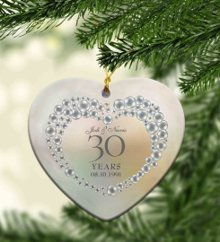 30th Wedding Anniversary Ornament, Custom Milestone Anniversary Ornament, Custom Name Ornament, Personalized Couple Ornaments, Gift Ornament