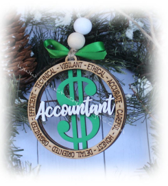 Accountant Christmas Ornament-Christmas Ornament-Christmas Decor-Appreciation Gift-Car Charm- Profession Ornament