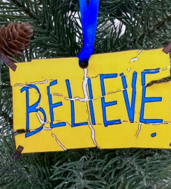 Believe Sign Jawnament Ornament