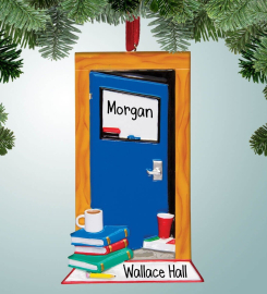 Blue Student Door - Christmas Ornaments - School College - University - Dorm - Personalized Gifts