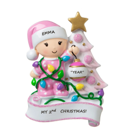 Child Decorating Christmas Tree Personalized Ornament/ Babys 2nd Christmas Ornament/ Toddler Christmas Ornament/ Young Child Ornament