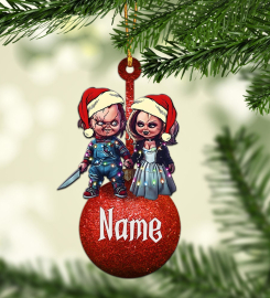 Chucky And Tiffany Christmas Ornament, Horror Movies Characters Christmas Ornament, Scary Ornament, Chucky Bride Ornament, Christmas Decor