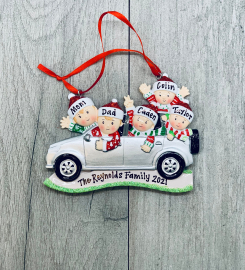 Family Of Five Car Personalized Christmas Ornament | Road Trip Ornament | Family Of 5 Car  | Holiday Family Of Five Vacation Trip Ornament