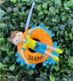 INNER TUBE - BOY Ornament | Hand Personalized - Ceramic - Christmas Ornament Handwritten - Tree Ornament - Girl Gift Ornament