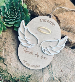 Parents Of An Angel Ornament, Laser Cutting, Glowforge Ready, Make Custom Memorial Ornament