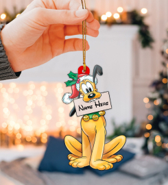 Personalized Disney Christmas 2D Flat Ornament, Custom Pluto Christmas Tree Ornament, Pluto Dog Christmas Home Decor, Disneyland Ornament