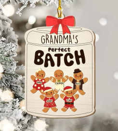 Personalized Gingerbread Grandma Perfect Batch 1 Layered Ornament, Gift For Grandmas, Gift From Grandkids, Cookie Ornaments, Family Gifts