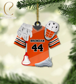 Personalized Lacrosse Ornament, Vintage Lacrosse Gear Christmas Ornament, Custom Name Lacrosse, Gift For Lacrosse Player