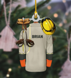 Personalized Lineman Ornament Flat 2D Acrylic Ornament Christmas, Gift For Lineman Lineworker Ornament, Gift For Linema