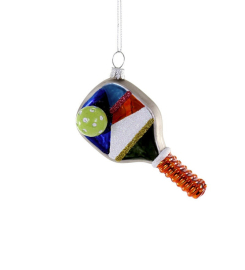 Pickleball Racket Glass Christmas Ornament