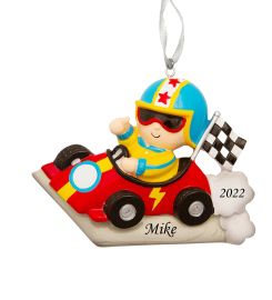 Race Car Driver Personalized Christmas Tree Ornament, Car Ornament , Boy In Car Ornament , Boy Christmas Gift