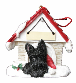 Scottish Terrier Christmas Ornament With Magnetic Back, Personalized With Your Dogs Name,Hand Painted With A Brush,Measures 3 By 3