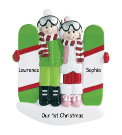 Snowboarding Ornaments For Couples, Personalized Christmas Ornaments, Couples Gift, Snowboard Ornaments, Custom Ornaments, Best Gifts