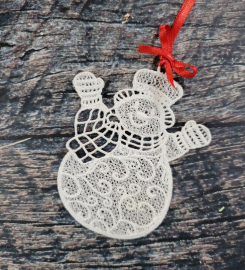 Snowman Free Standing Lace Ornament Digital Design File For Embroidery