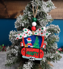 Truck Ornament - Santa Christmas Ornament - Grinch Ornament - Cartoon Ornament - Farmhouse Decor - Homestead Ornament - Christmas Decor