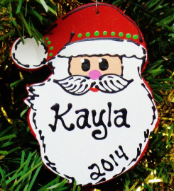 U Choose Name & Date Personalized SANTA CLAUS Christmas ORNAMENT Name Kids Holiday Decor Children Handcrafted Handpainted Wood Wooden