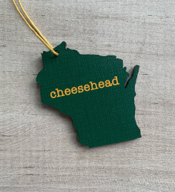 Wisconsin Green Bay Packers Cheesehead Outline Ornament | Rustic Wood | Wisconsin Love | Etched | Laser Cut | Personalized